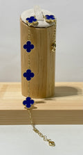 Pulsera flor trébol azul