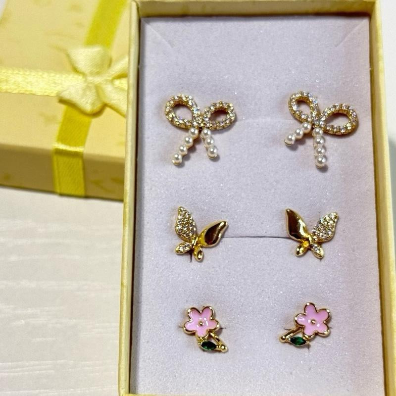 Set de 3 pares de aretes ( moñito)
