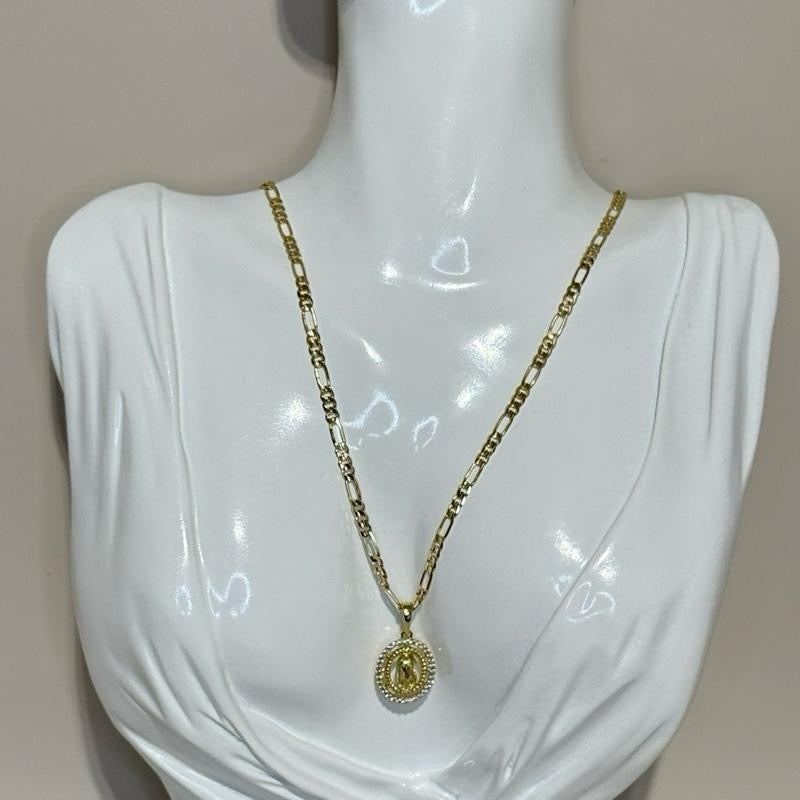 Gold-plated Chain Necklace with Virgin Mary Pendant -