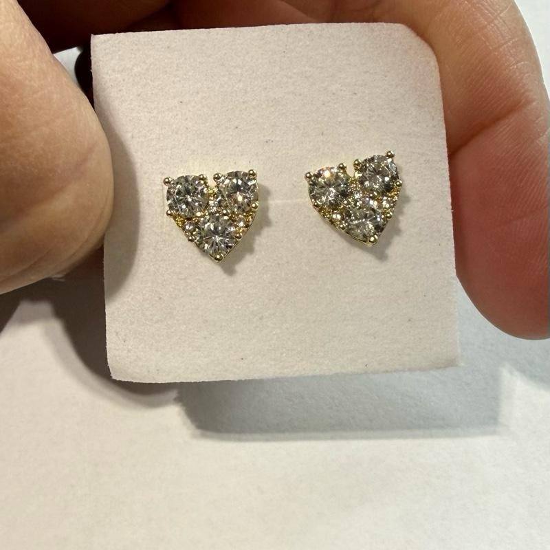 Heart-Shaped Earrings in Gold-Plated Design with Sparkling Stones for Elegant Look