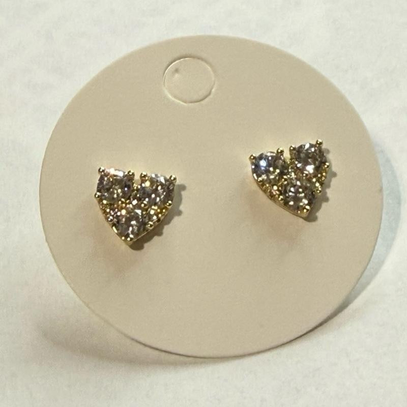 Heart-Shaped Earrings in Gold-Plated Design with Sparkling Stones for Elegant Look