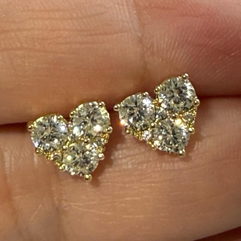 Heart-Shaped Earrings in Gold-Plated Design with Sparkling Stones for Elegant Look