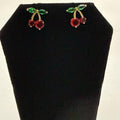 Cherries Earrings Oro Laminado  Day Use High-Quality Materials Red & Green Gemstone Earrings