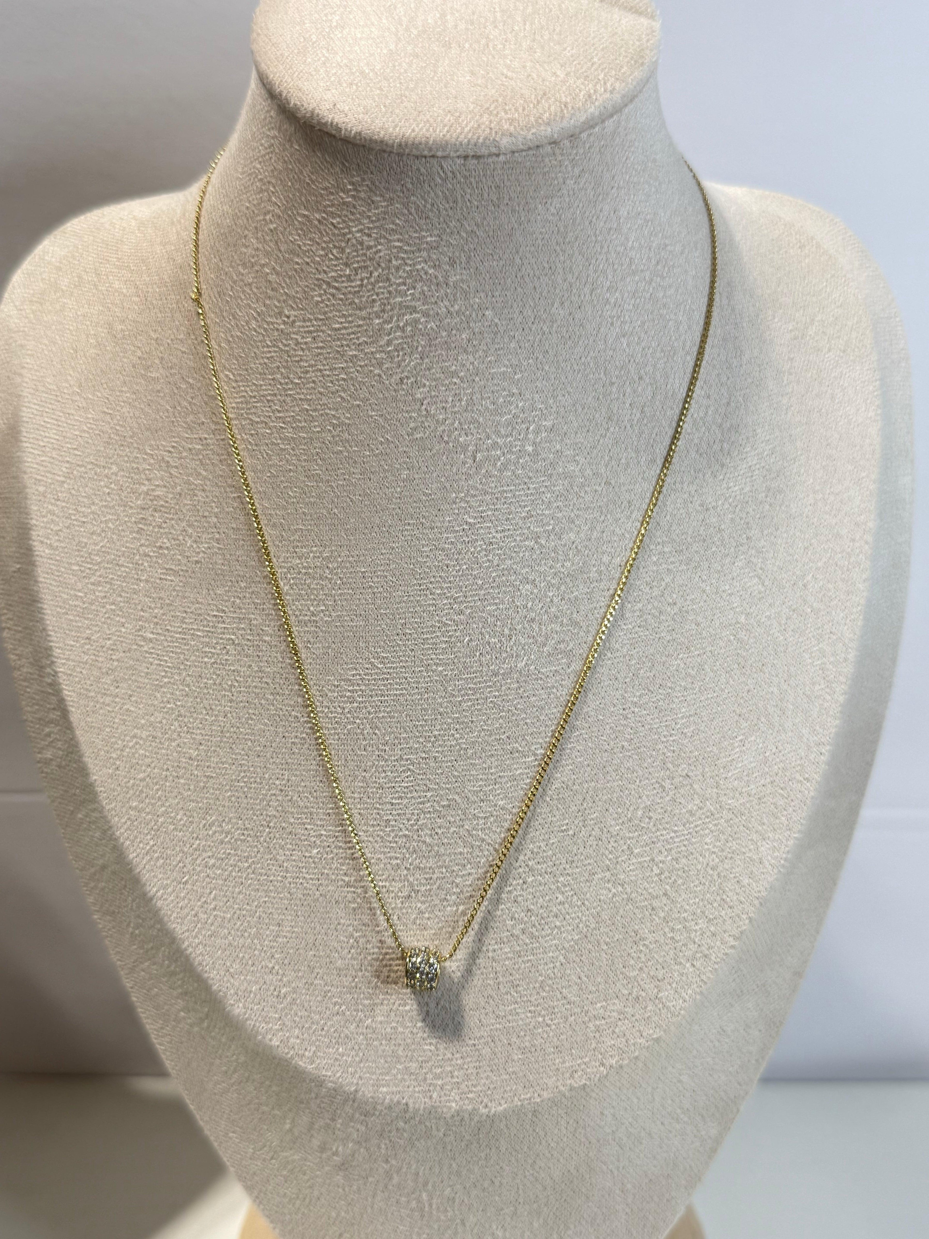 Elegant Gold plated Chain Necklace with Sparkling Square Pendant